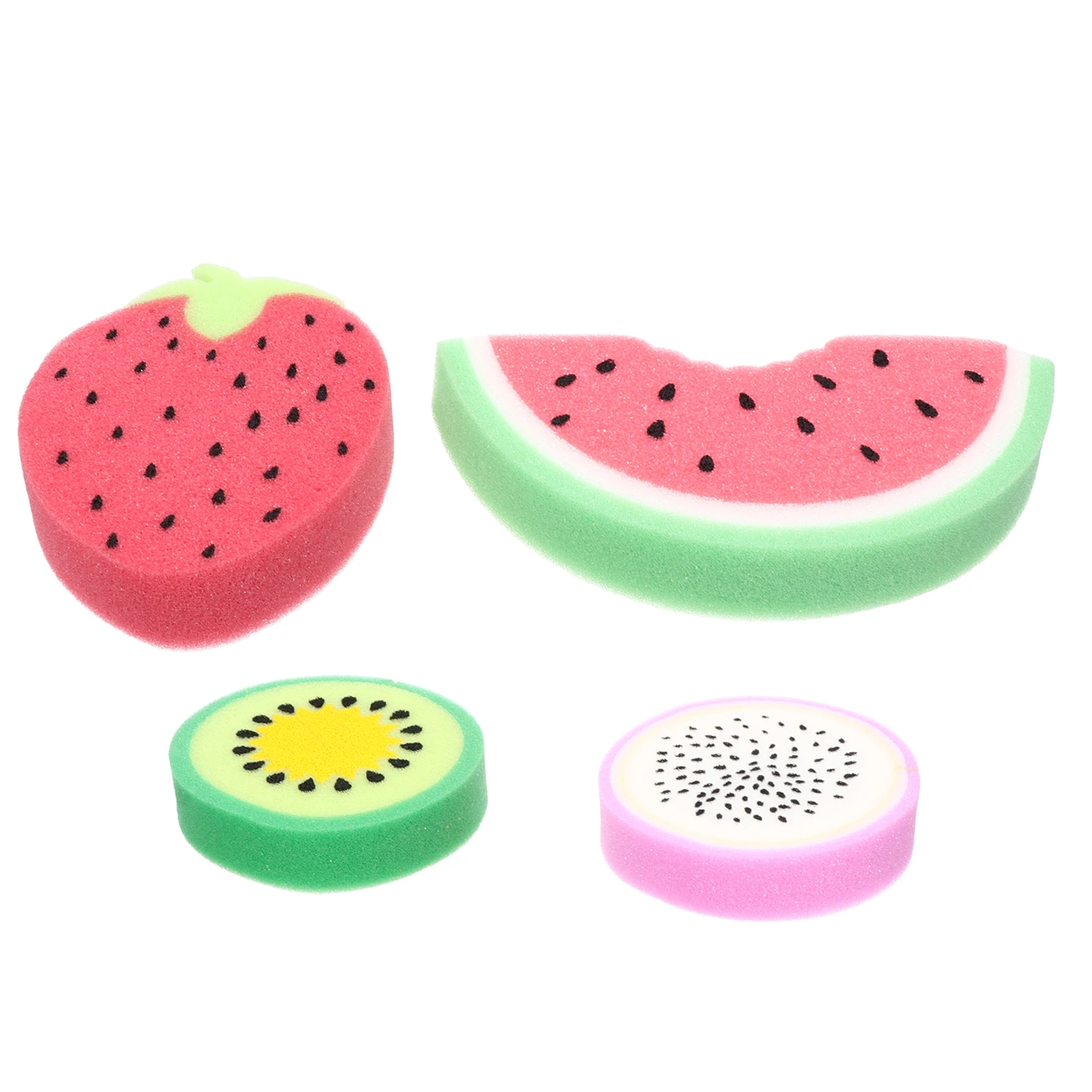 

Fruit Bath Sponges 4pcs Cute Shower Sponge Set Facial Body Cleaning Bathroom Sponge Cartoon Bath Brush for
