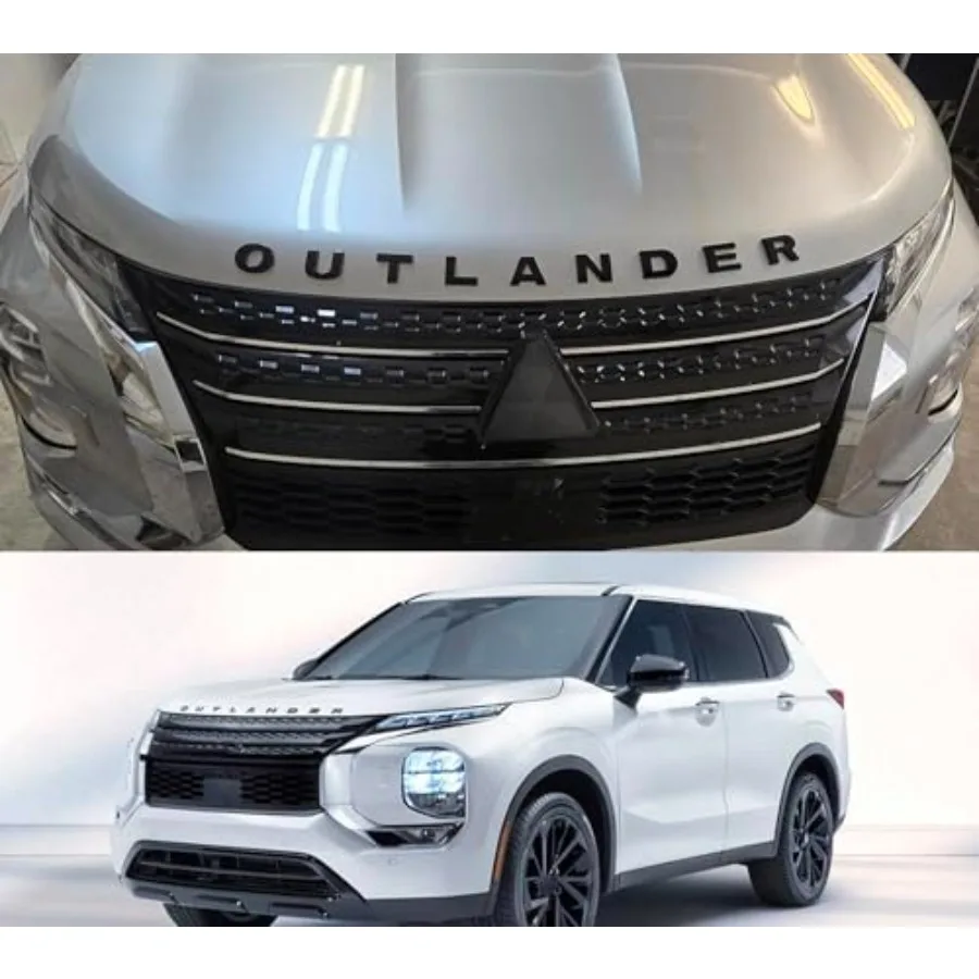 

Эмблема на капот, передний значок для Mitsubishi Outlander 2025 2024 2023 2022, аксессуары, черные буквы, самоклеящаяся объемная наклейка, внешний декор