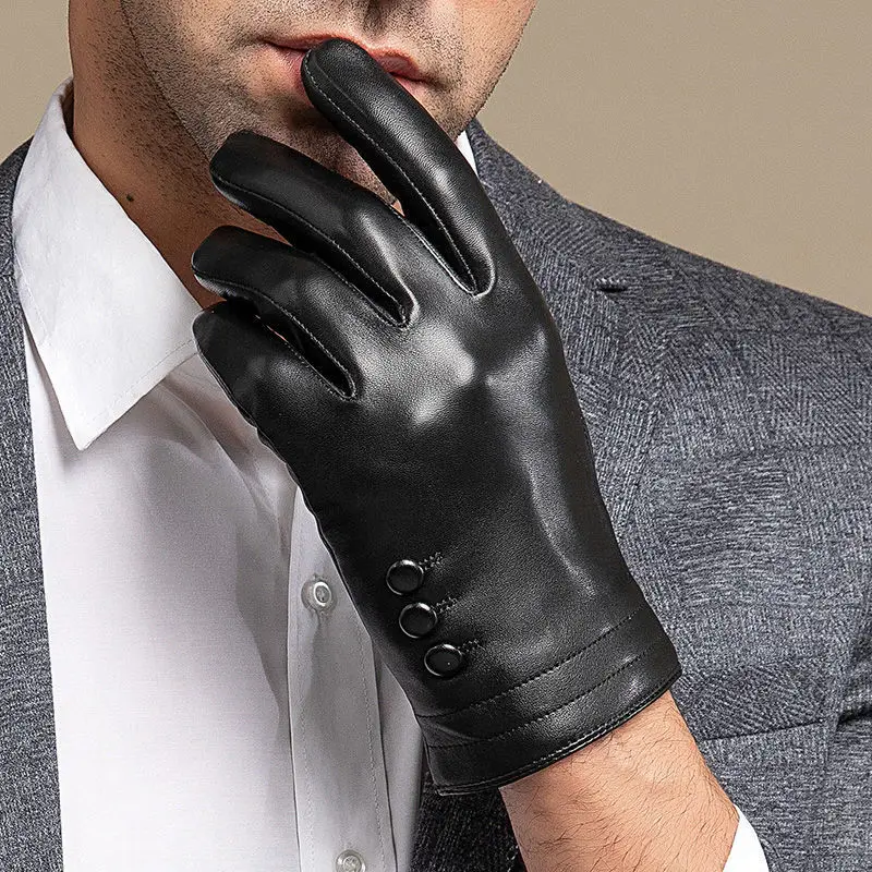 

Весенние перчатки 2022, мужские перчатки из натуральной кожи, черные перчатки для вождения из натуральной овчины с сенсорным экраном, новые