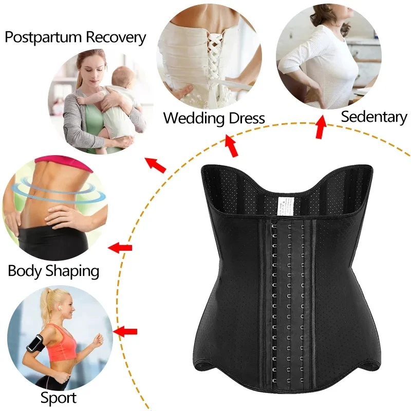 Latex Waist Trainer Angel\'s Wing Corset for Abdominal Contraction Fitness Exercise Steel Bones Modeling Strap Colombian Girdles