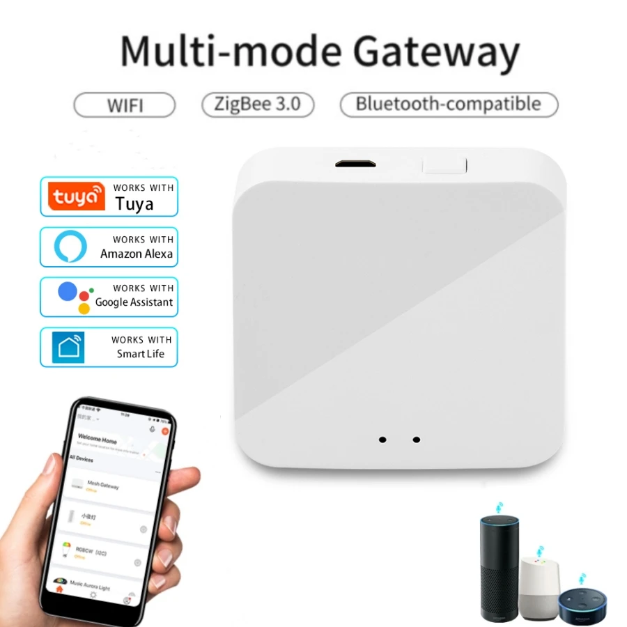 Tuya Smart Multi Mode Gateway ZigBee WiFi Bluetooth Hub Bridge Smart Life APP Voice Control Works With Alexa Google Home