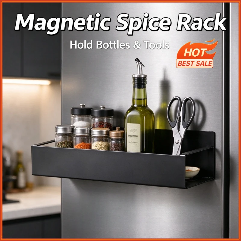 Stocking Stuffers Magnetic Fridge Storage Rack, Household Side Hanging Organizer Shelf for Refrigerator Washing Machine, Multifu