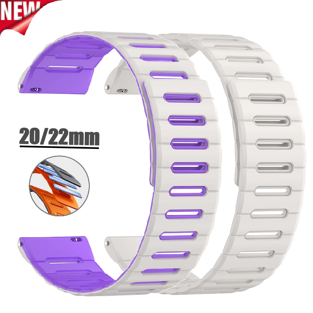 22mm 20mm Sport-Silikonarmband für Huawei GT5 GT4 GT3 46mm Zweifarbiges Magnetarmband für Samsung Galaxy Watch7 6 5 4 44mm 40mm