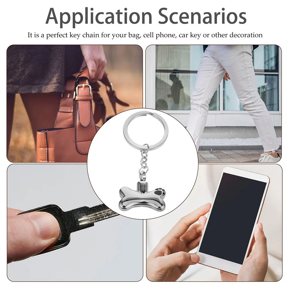 반려동물 유골함 열쇠고리 2개, 개뼈 모양 펜던트, 티타늄 스틸 화장 유골 보관용 주얼리, 반려동물 유골 참