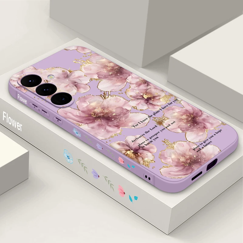 Flowers Leaves Pattern Phone Case For Samsung Galaxy A57 A17 A56 A16 A55 A15 A36 5G S26 S25 S23 S22 Ultra S24 S25 FE Soft Cover