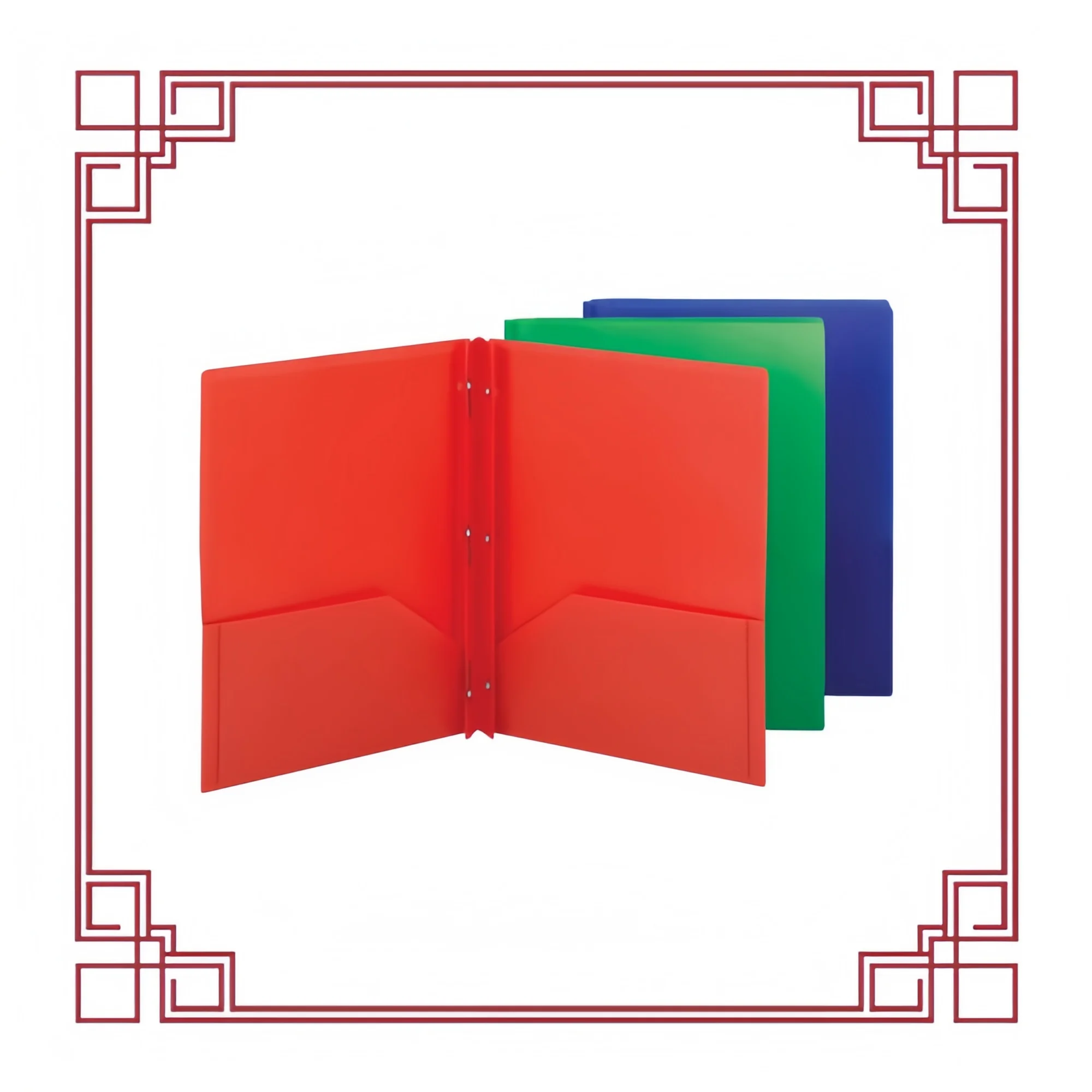 Dossiers à double poche perforateurs à trois trous – format lettre, couleurs assorties, paquet de 3