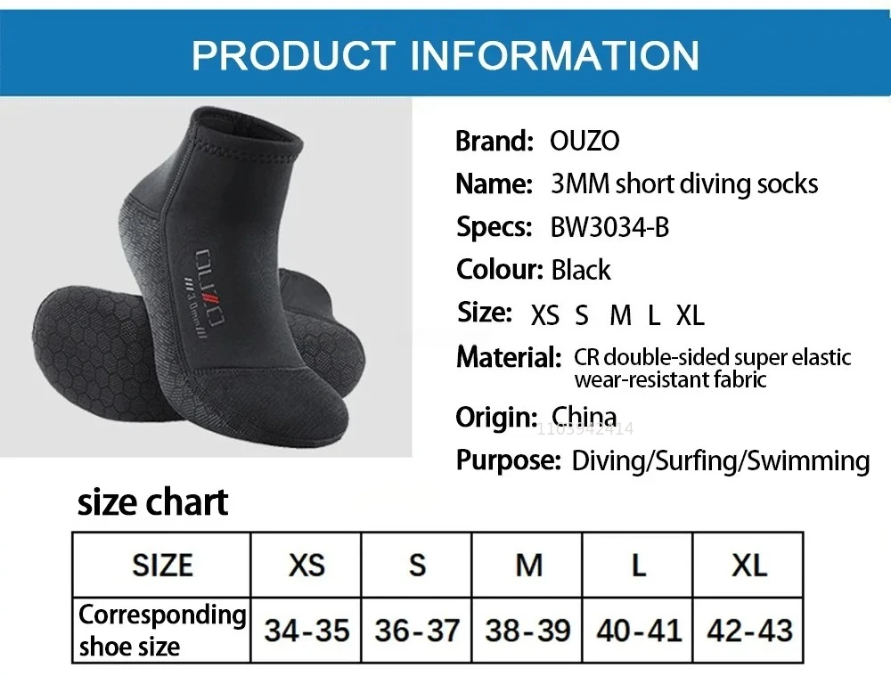 Neopren-Tauchsocken, rutschfest, 3 mm, Neoprenschuhe, Flossensocken, elastisch, Strandstiefel, warme Aqua-Socken zum Schnorcheln, Surfen und Schwimmen. – Detail 5