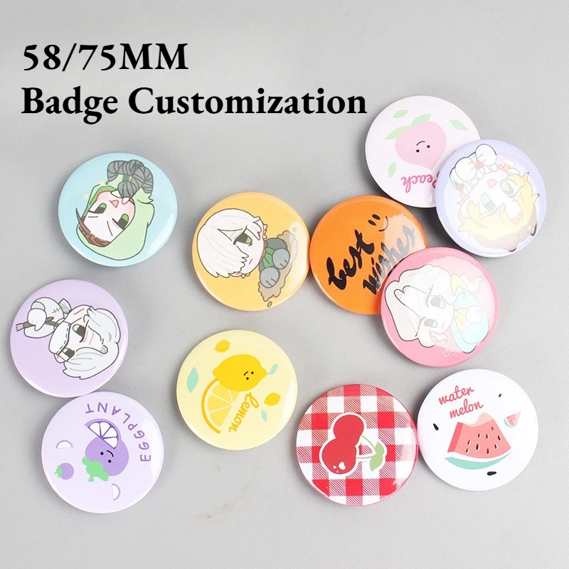 

58/75MM Badge Customization-Handmade Custom Badge brooch Love and Deepspace Genshin Impact Honkai Star Rail Kpop Star Photo Pin