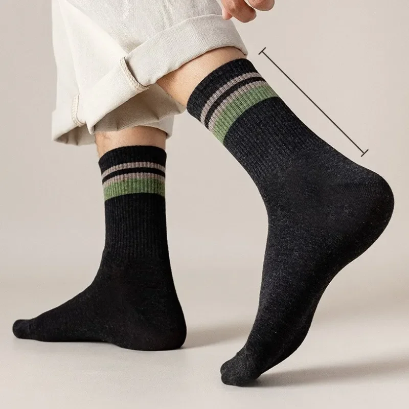 

Мужские чулки, средние носки-трубочки, полосатые чулки для мужчин, спортивные дышащие, впитывающие пот, универсальные носки до середины икры