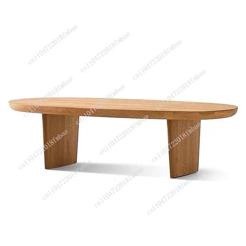 Nordic Japanese Exquisite Log Coffee Table Living Room Oval Solid Wood Tea Table Retro Homestay Creative Designer Tea Table