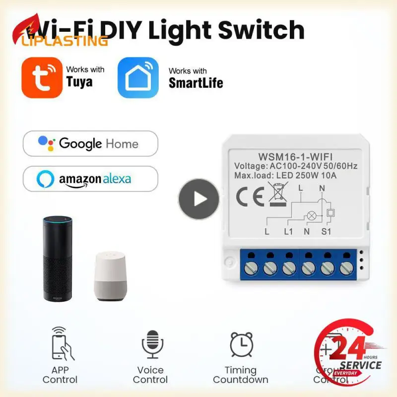 Tuya Smart WiFi Switch 1/2/3/4 Gang 2-way Control Switch Mini Smart Circuit Breaker Smart Life Control Support Alexa Home