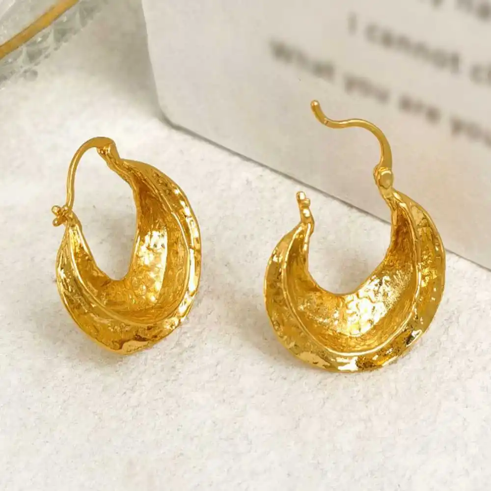 

Fashion Bohemian style Gold plating Baroque basket Earrings Handmade Jewelry Dangling Wedding Clip-on