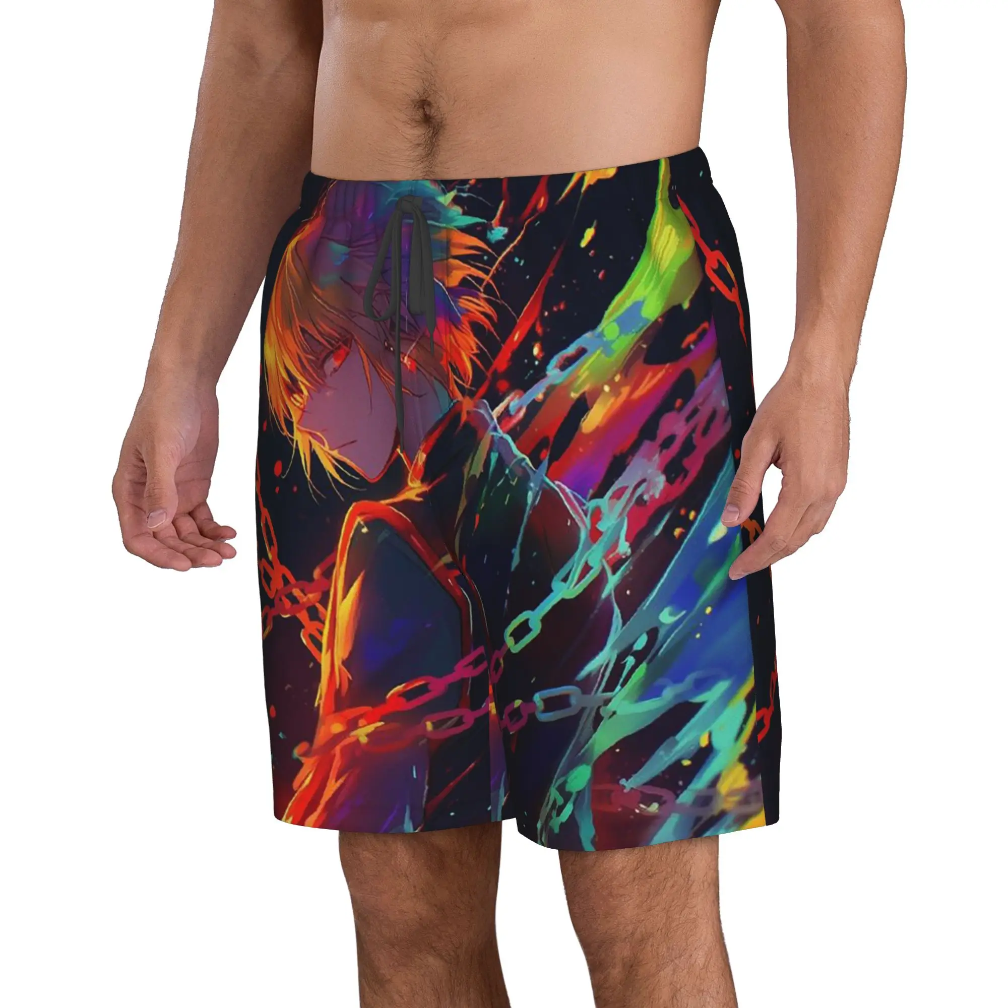 Neon Colorful Hunter X Hunter Anime Trunks Beach Board Shorts Casual Quick Dry Swim Summer Men Pants