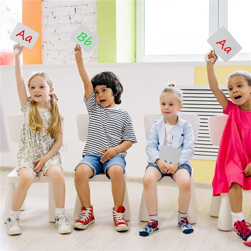 10 peças 9,6x8 polegadas pás de respostas apagáveis a seco, placa branca de madeira dupla face placa de resposta apagável a seco