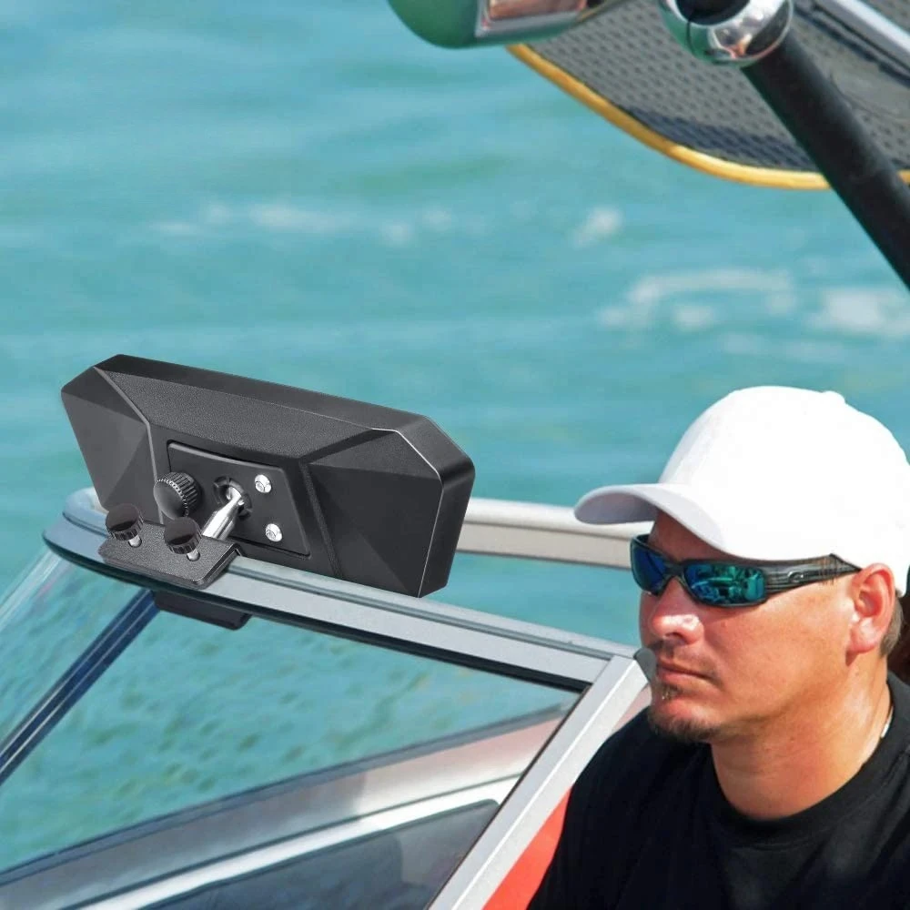 Universal Boat Rearview Mirror Upgrade Size Marine Surf Mirror Fit for Ski Boat Pontoon Water Sport Watercraft Accessories