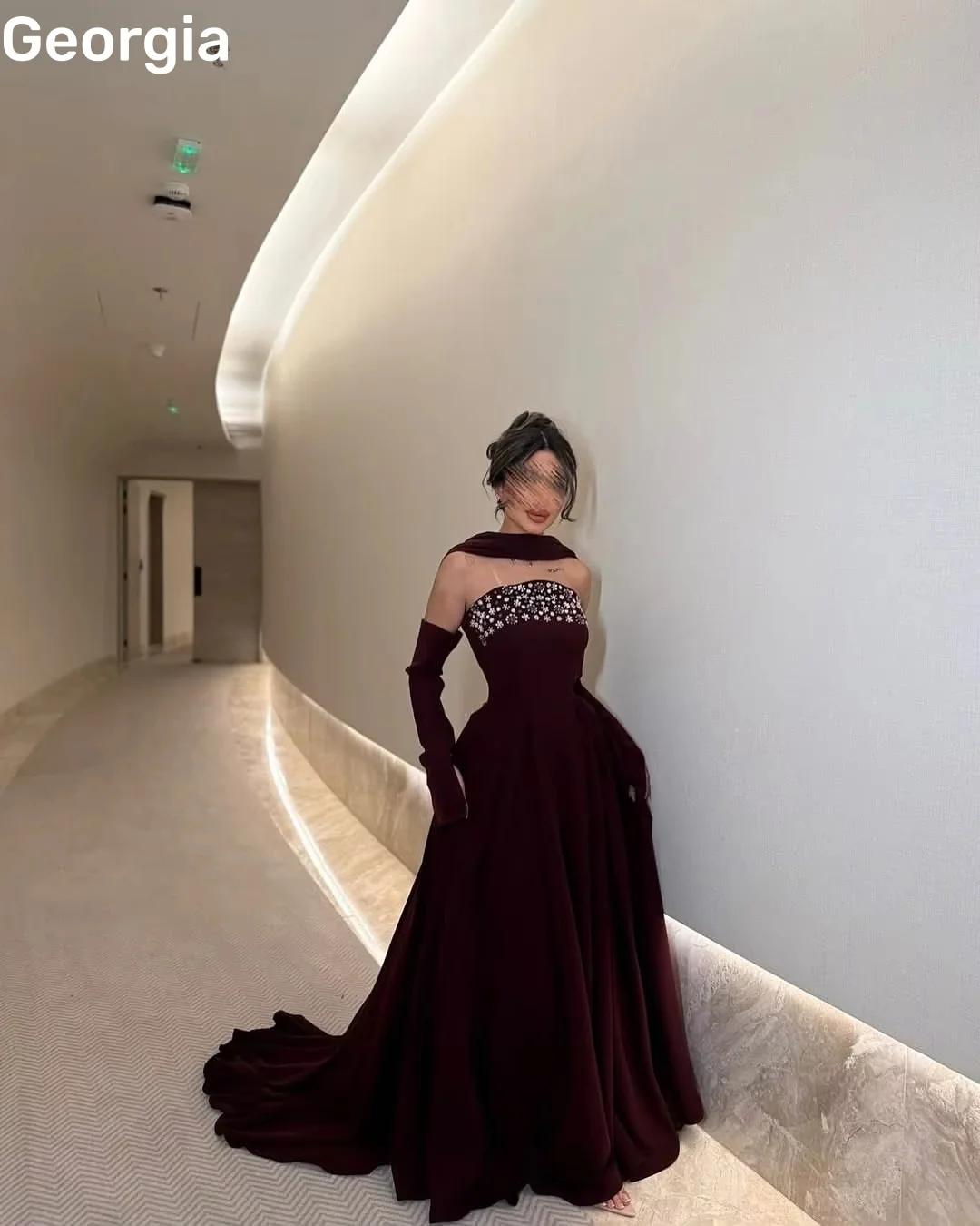 فساتين مناسبة رسمية أنيقة مخصصة على شكل حرف a بدون حمالات بطول الأرض فساتين سهرة مكشكشة بدون أكمام فيستدوس دي فييستا