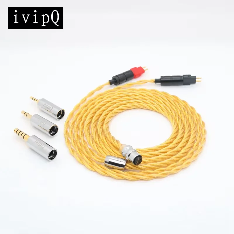 

ivipQ 4 Cores Interchangeable Plugs 5N Silver Plated Copper and Copper-Silver Alloy Mixed Earphone Cable,For Dual 3.5 HD800