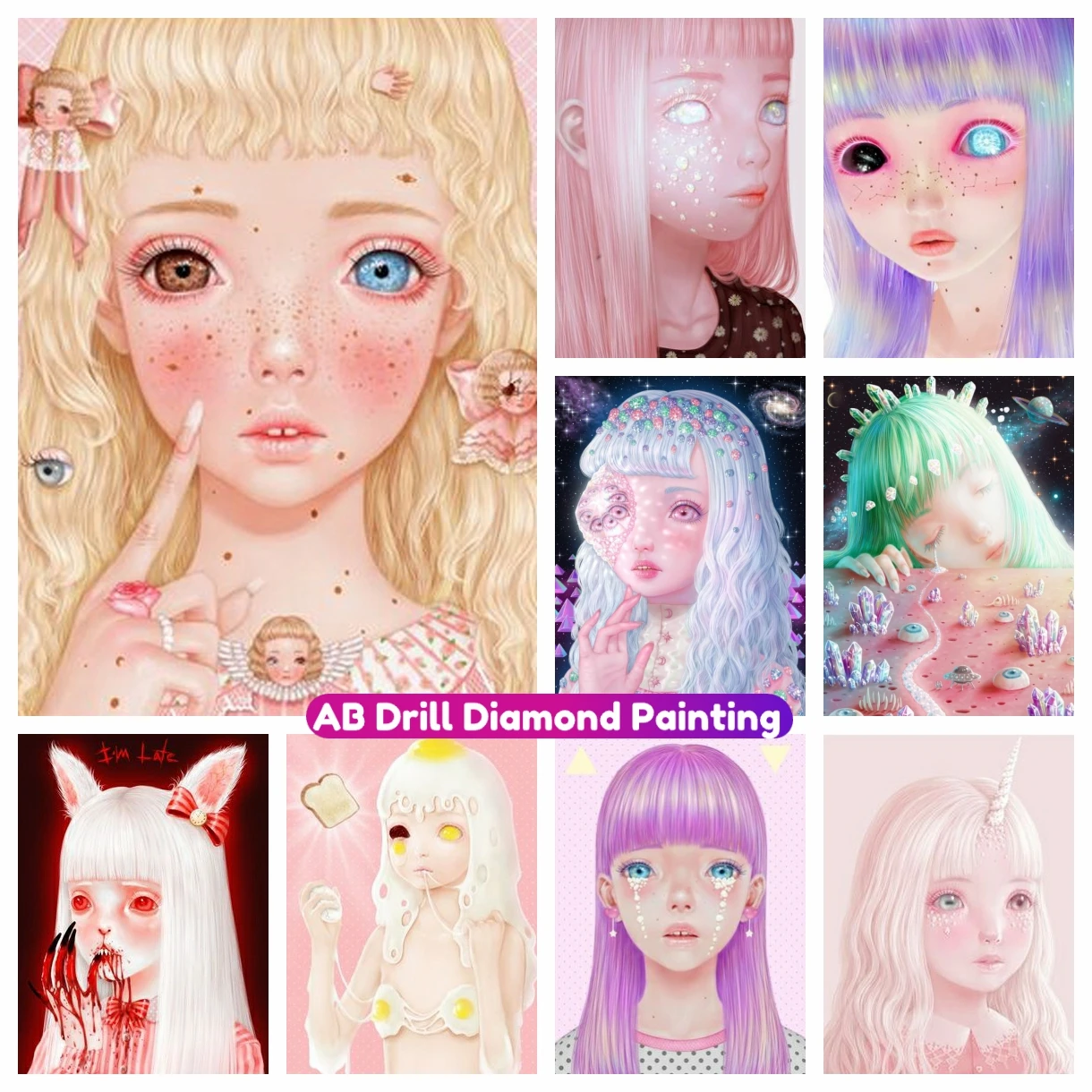 

Pretty Dolly Fantasy Girl AB Diamond Painting Cross Stitch Set 5D DIY Full Drills Mosaic Embroidery Handmade Craft Home Decor