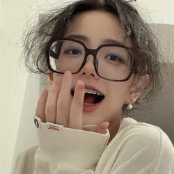Korean Big Frame Glasses Frame Girl Ins No Makeup Plain Glasses Men Eyewear Cute Decorative Computer Glasses