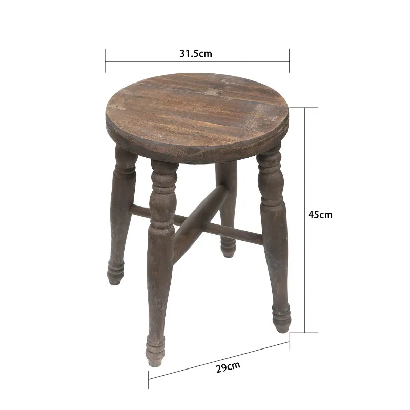 vintage-french-american-round-stools-dressing-tables-flower-stools-old-wood-solid-wood-round-stools