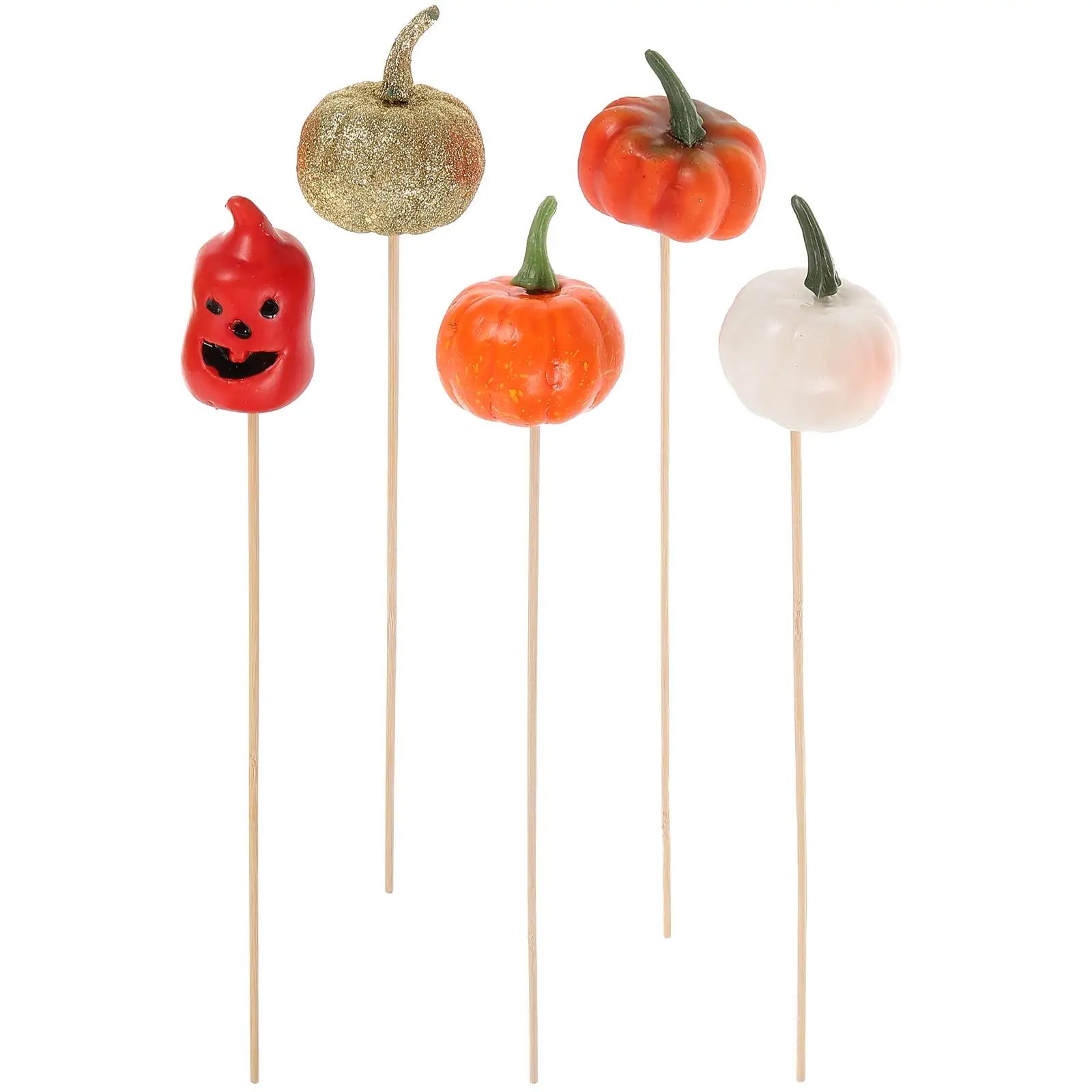 

5 Pcs Thick Eco Friendly Halloween Pumpkin Decoration Accessories for Home Party Bouquet Flower Simulation Wooden