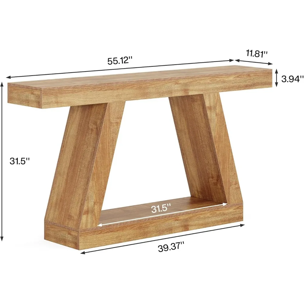 طاولة وحدة تحكم للمزرعة، طاولة أريكة ريفية مقاس 55 بوصة مع مساحة تخزين، طاولة مدخل خشبية صناعية للممر، غرفة المعيشة، Nat #2