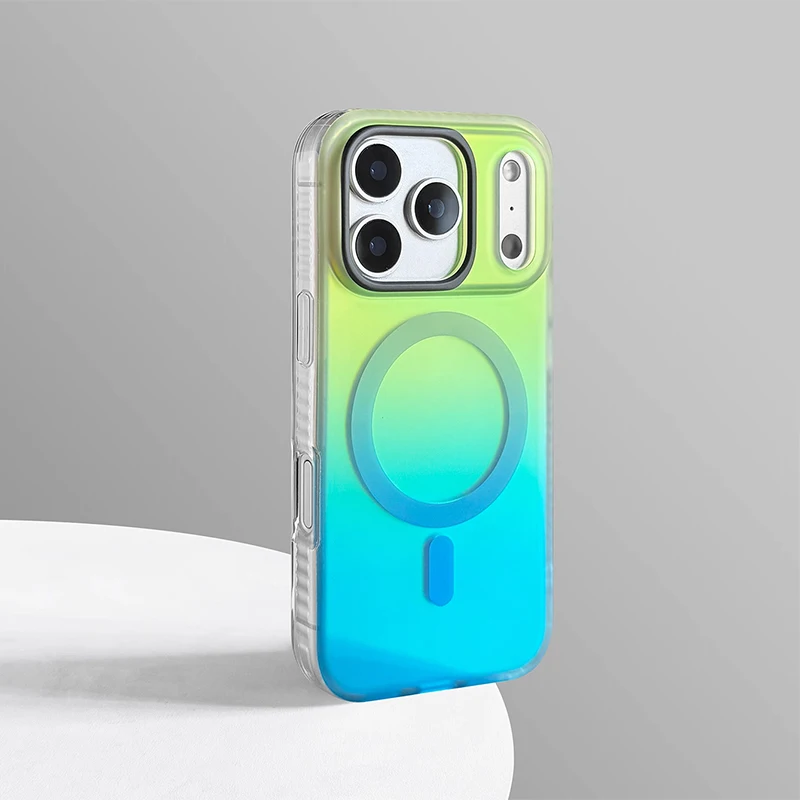 

Чехол с лазерным градиентом для Magsafe Lanyard для iPhone 17, 16, 15, 14, 13, 12, Pro Max 17Air Plus, ремешок на запястье, магнитный красочный чехол для ПК