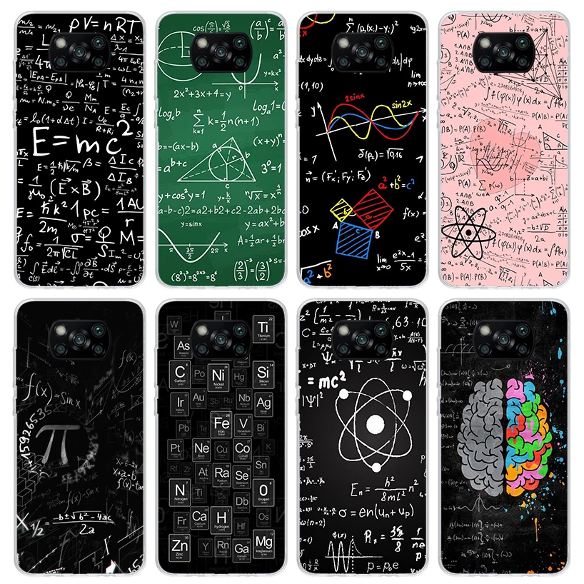 Physics Chemical Mathematics Phone Case for Xiaomi Poco X6 X5 X4 X3 Nfc F6 F5 Pro F4 Gt F3 F2 F1 M5S M4 M3 5G Soft Cover Print F