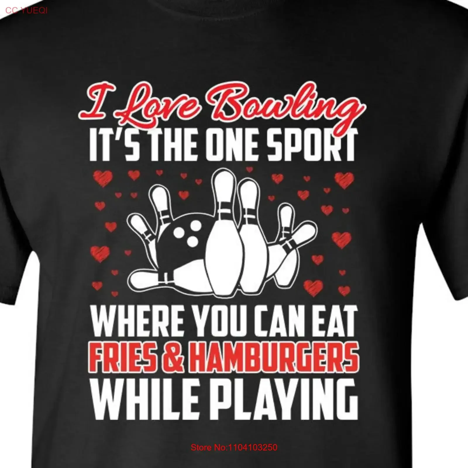I love bowling its the one sport where you can eat fries hamburgers while playing T Shirt Funny vintage Washed graphic Slightly