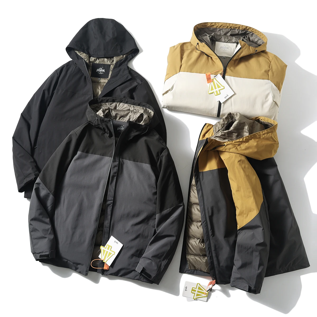 

Зимняя уличная ветрозащитная водонепроницаемая куртка с капюшоном из хлопка, модная городская теплая куртка с длинными рукавами и воротником-стойкой