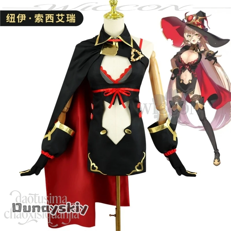 Kis ki ya @ Nui Sociere Cosplay Anime Vtuber Youtober F:NEX NIJISANJI disfraz ahuecado Sexy Mini vestido capa lencería Halloween
