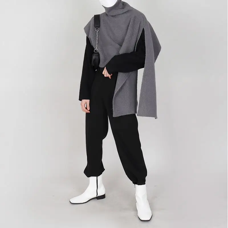 Men's niche shawl cloak autumn and winter Korean style loose knitted scarf with high collar thickened sweater