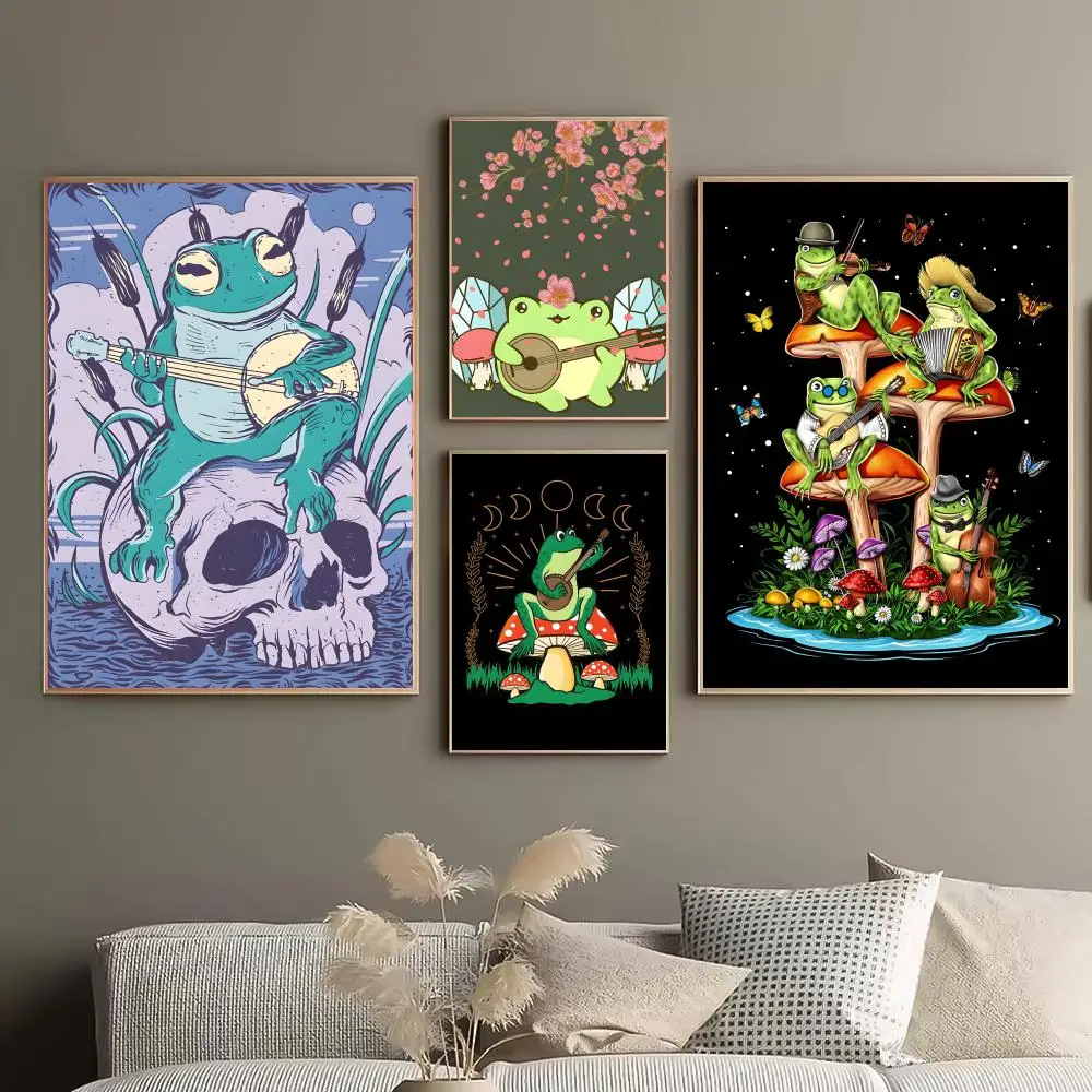Cottagecore Frog Music Soft Visual Aesthetic Calming Room Palette Easy Room Styling Bare Wall Upgrade Easy Home Makeover Poster