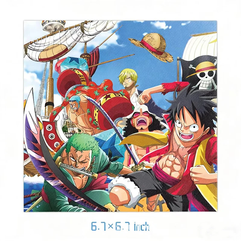 Zestaw dekoracji na przyjęcie urodzinowe w stylu One Piece: papierowe naczynia jednorazowe, kubki, talerze, serwetki, akcesoria imprezowe, breloczki, bransoletki do torebek. — zdjęcie 5