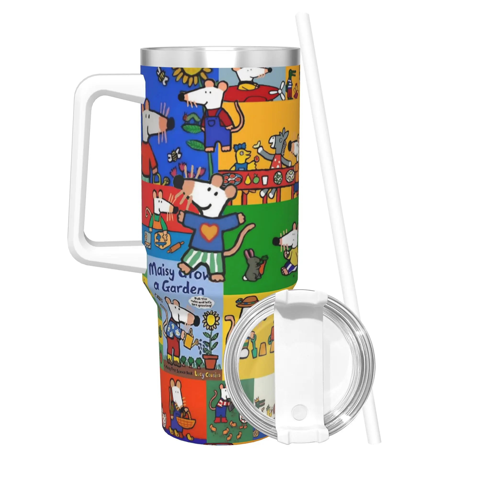 Maisy Mouse 40oz Tumbler Stainless Steel Double Wall Vacuum Insulated  Mug With Straw