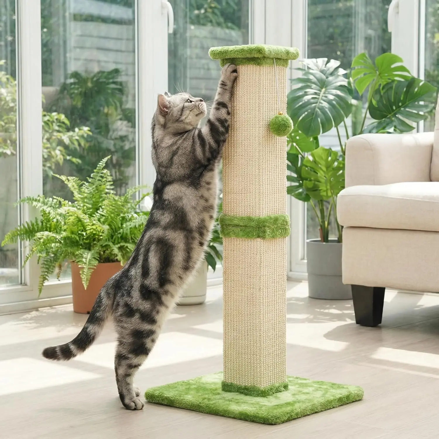 

Tall Cat Scratching Post, 32'' Heavy Duty and Thick Scratching Post, Scratching Post for Adult Cats, Thick Sisal Rope wi