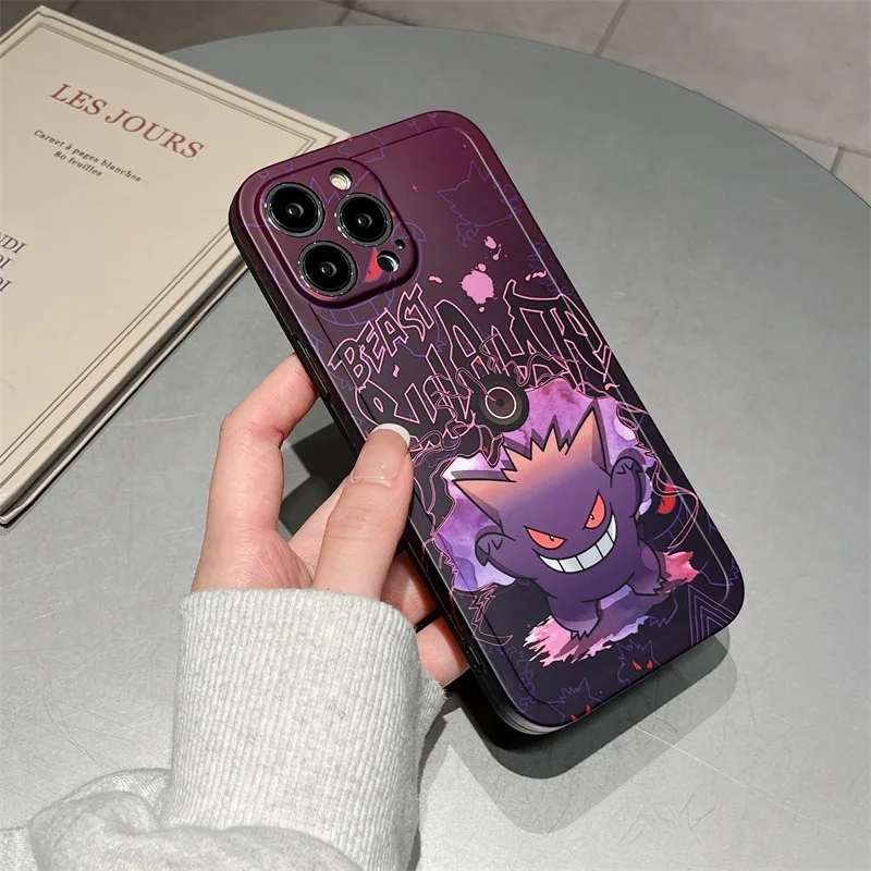 Luxury Pokemon G-Gengar Case Phone Case For iPhone 15 14 13 12 11 Pro Max Cute Cartoon Silicone IMD Back Cover Coque Capa