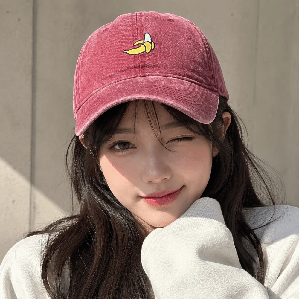 Fashion Banana Embroidered Baseball Hat Casual Versatile Duck Tongue Hat Adjustable Breathable Sun Protection Hat Outdoor