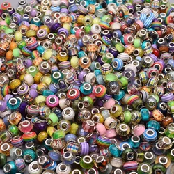 Mixed Color Round Acrylic European Beads Big Hole Charm Beads For Jewelry bracelet Making DIY Accessories 50PCS/Lot