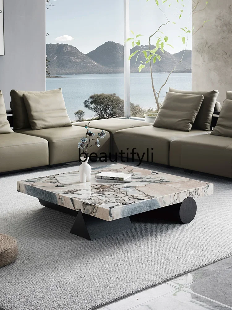 

FG52Italian Minimalist Marble Coffee Table Modern Light Luxury Simple High-end Luxury Stone Tea Table