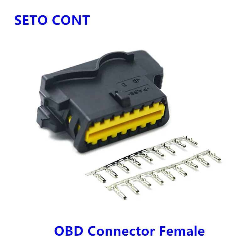 J1962 OBD Connector Female 16 Pin with Terminals OBD2 Socket for French Cars Such as Peugeot or Renault OBDII Interface Sockets