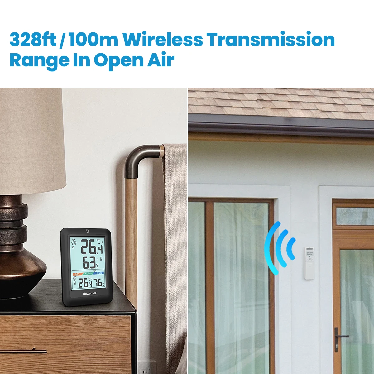 Newentor stazione meteorologica Wireless per interni ed esterni termometro igrometro con sensore remoto Display LCD stazione meteorologica