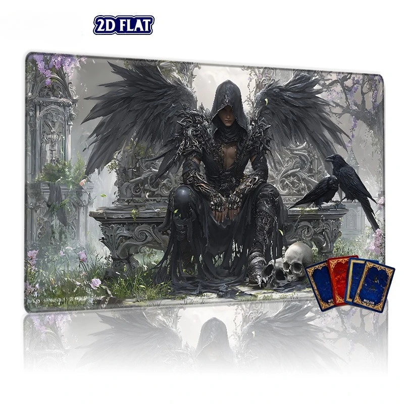 Darkwing Warrior and Raven Game Mat - Suitable for Collectible Card Game / TCG / Role-playing Game pc accessories desk mat