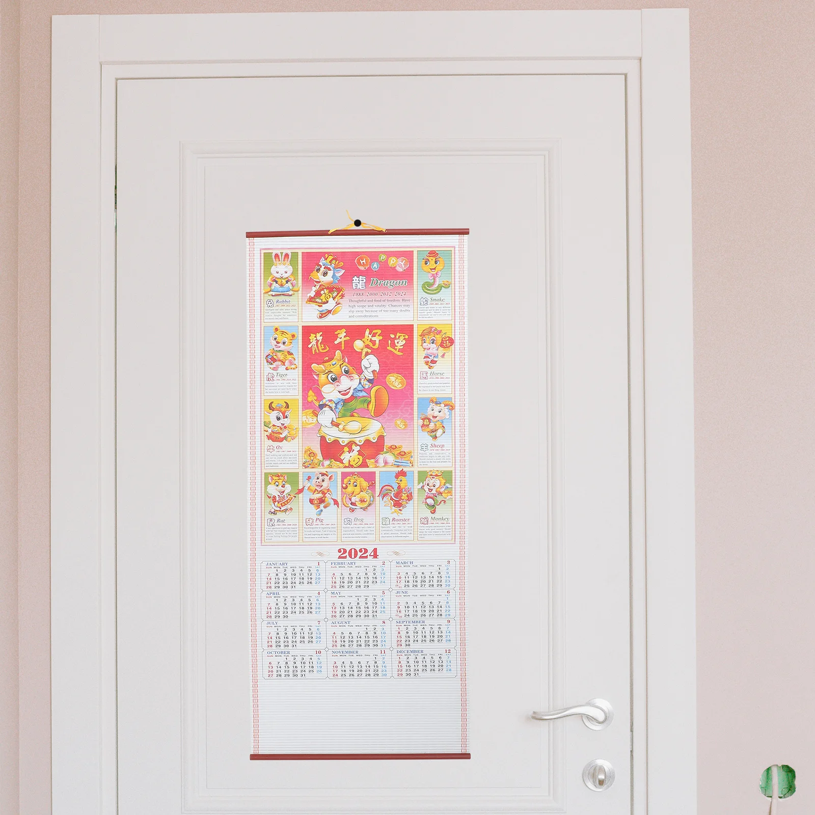 

Year Of Dragon Wall 2024 Chinese Style Hanging Calendar Lunar Date Decorative Monthly Planner For Home Office Dorm