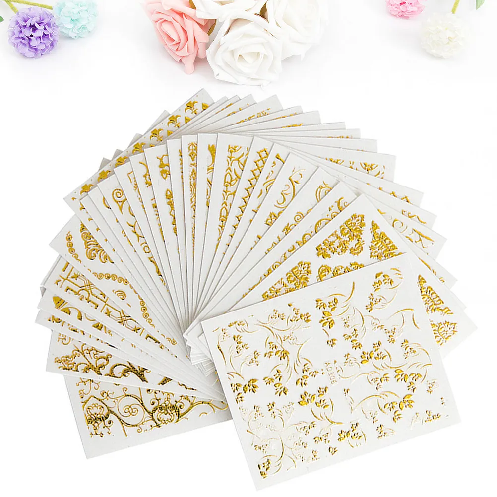 

20pcs 3D Nail Sticker Shining Pattern Nail Decals Manicure Decoration for Women (Random 20 Styles)