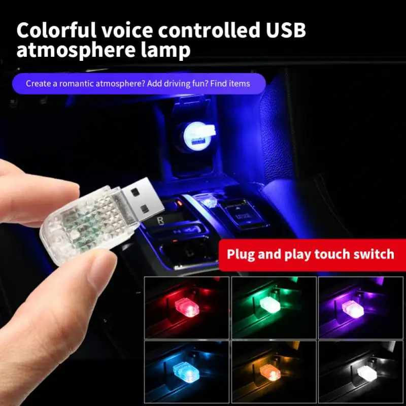 Car Led Light Auto Interior Atmosphere USB Neon Ambient Light RGB Mini Colorful Lamp Portable Mini Night Light Car Accessory