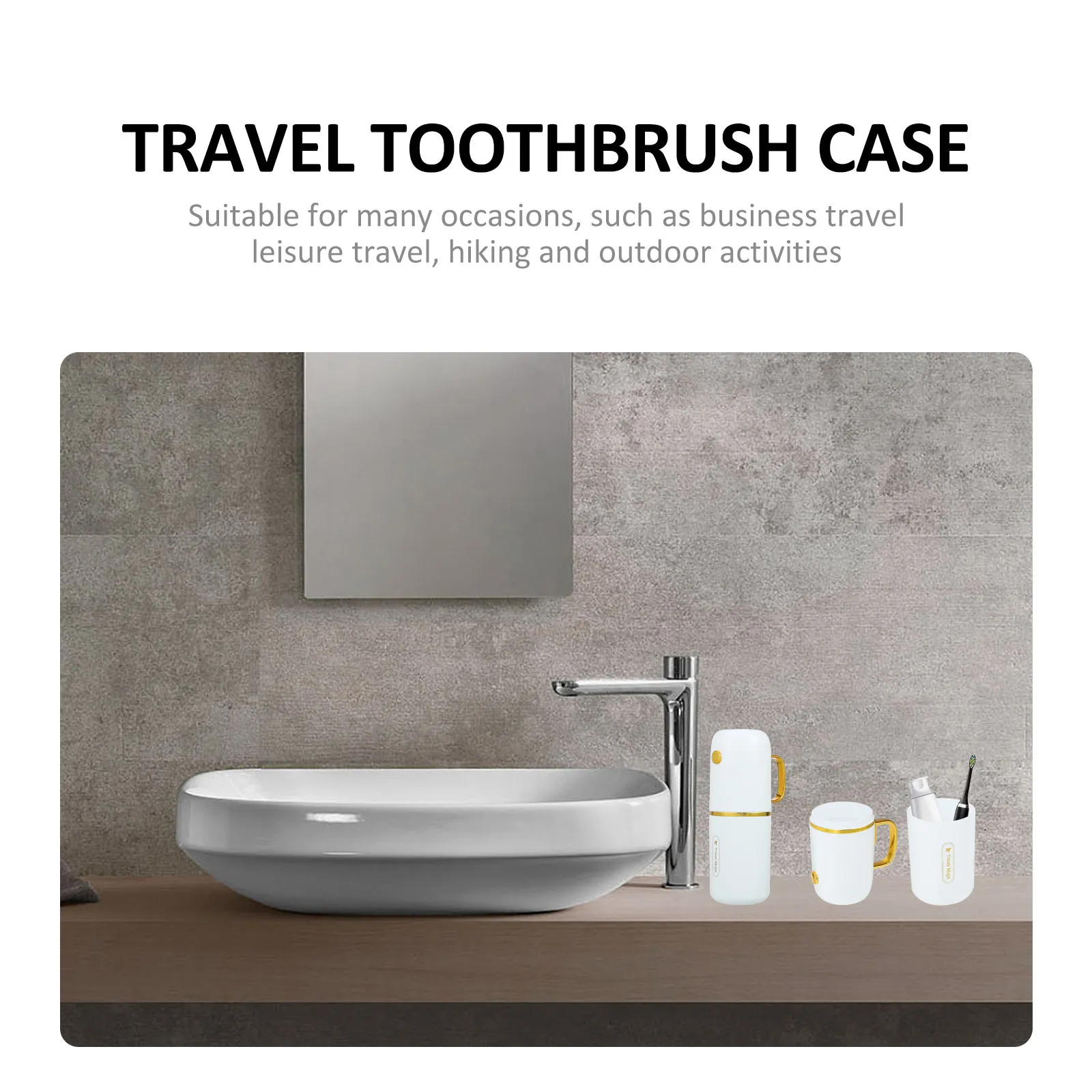 Sturdy Portable Toothbrush Case High-Grade Plastic Toothbrush Storage Box for Business Travel Camping Gym Hotel Home