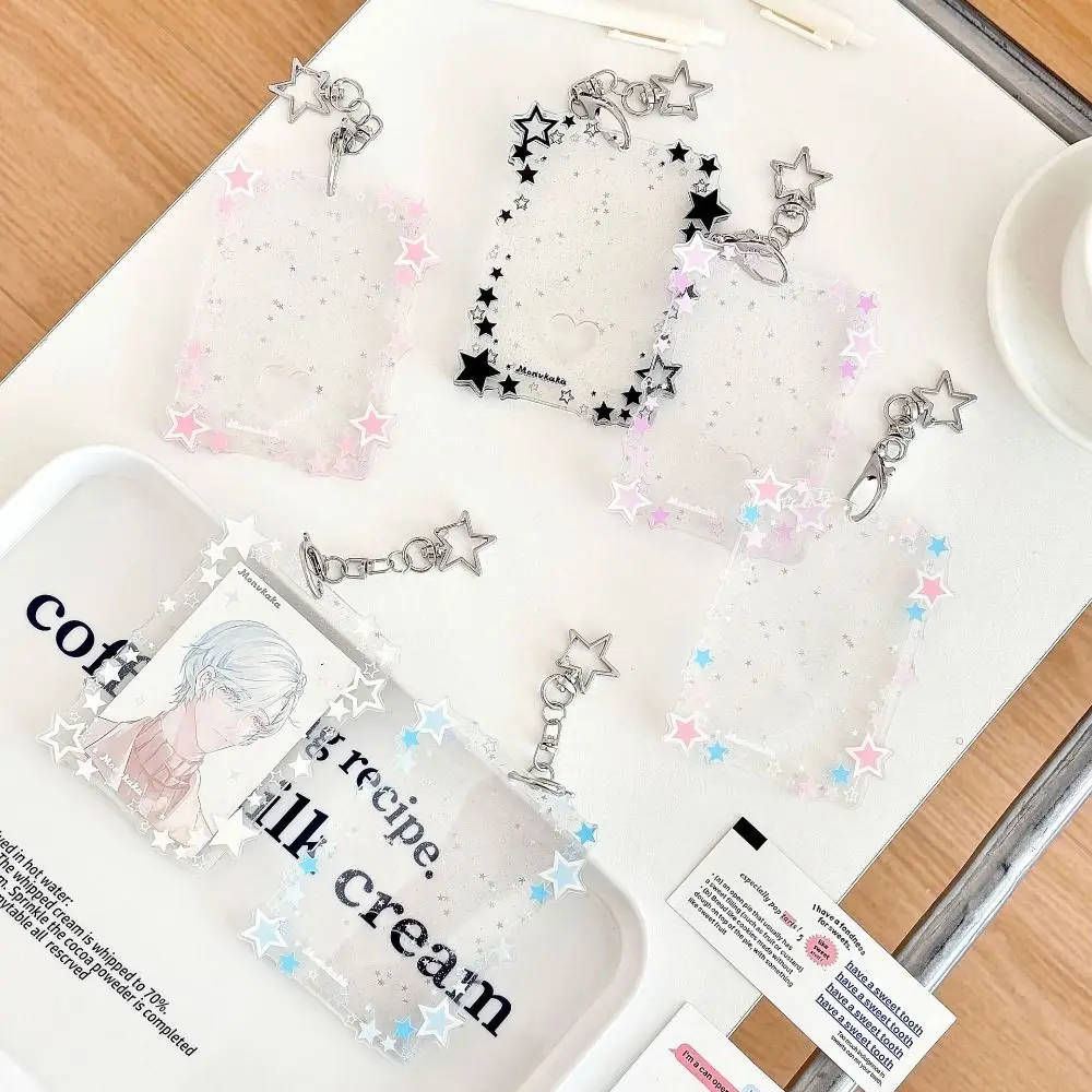 Creative 3 inch Photocard Holder Acrylic Mini Idol Photo Holder Gift Sparkling Stars Bag Pendant