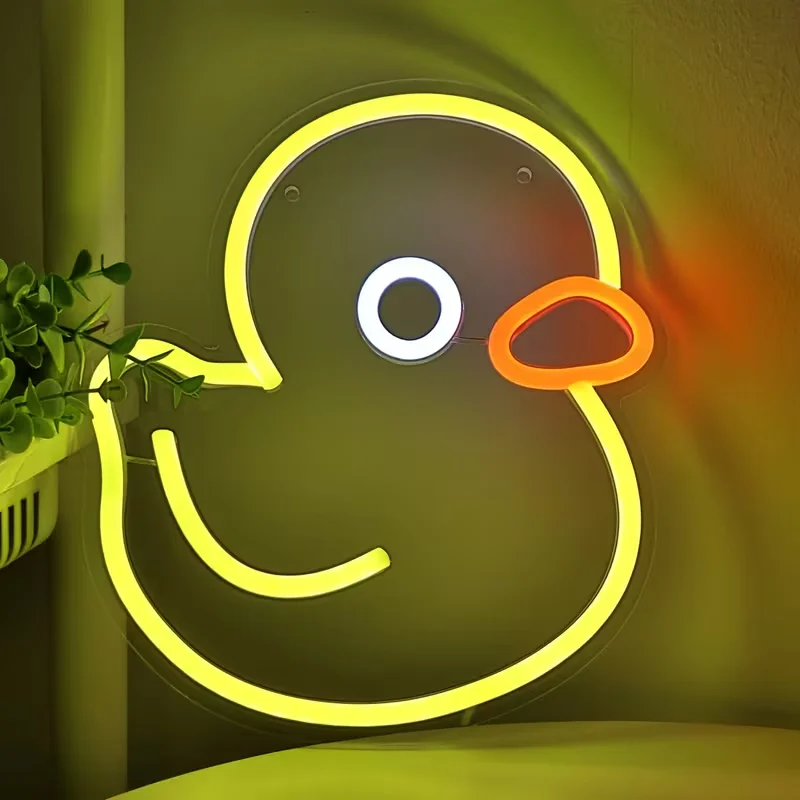 Duck Shape LED Neon Wall Sign for Room Party Wedding Birthday Coffee Shop Nail Beauty Hair Salon Restaurant Decoration