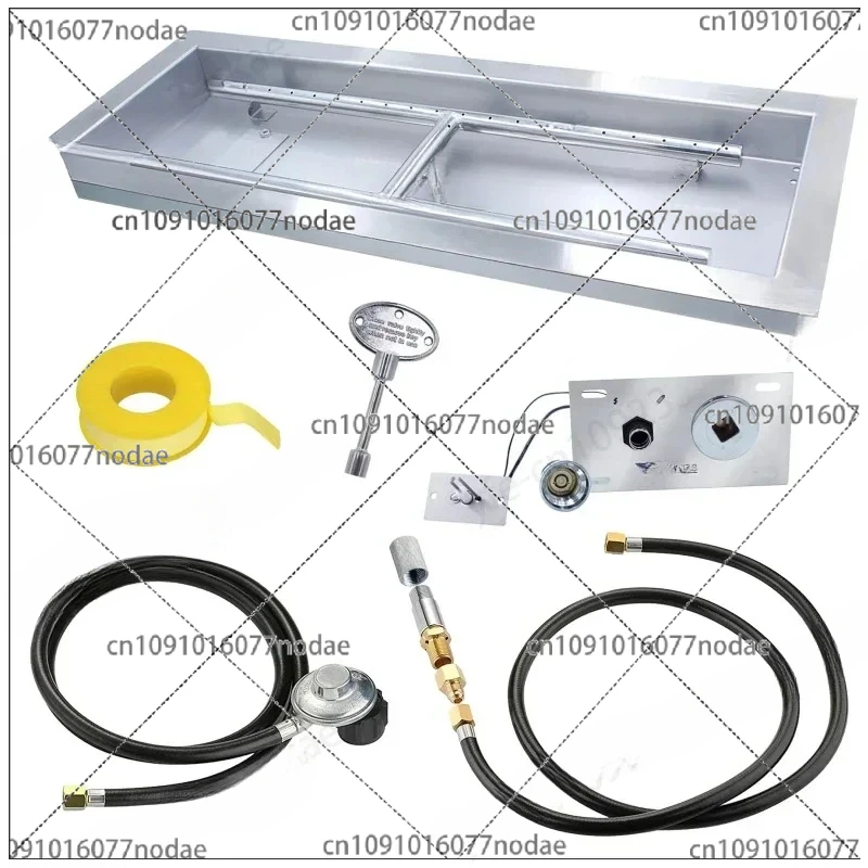 Rectangular Drop-In Fire Pit Insert - Stainless Steel H-Burner Design with Spark Ignition (Propane/Natural Gas Compatible)